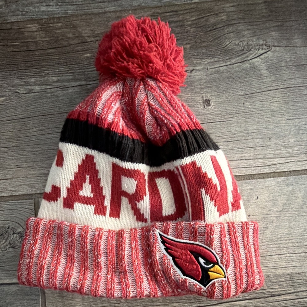 Arizona Cardinals New Era NFL Pom Knit Beanie Hat Red White Black One Size